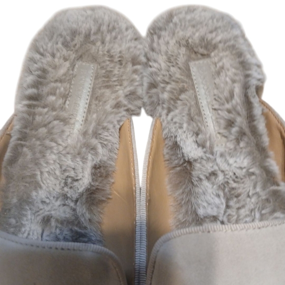Banana Republic Gray Suede Mules Women's Furry Suede Slides size 10.5 - Picture 4 of 10